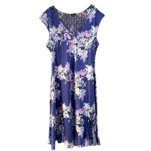 Komarov Plus Size 2X Crinkle Floral Lace Midi Dress Purple Lightweight Tea